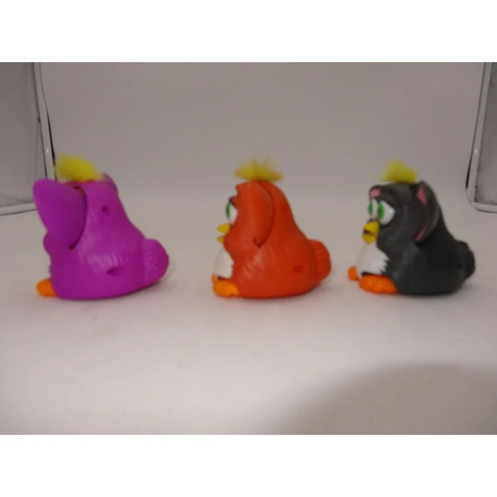 Vintage Furby McDonalds Happy Meal Toy Lot 1998 Purple Orange Grey Set of 3